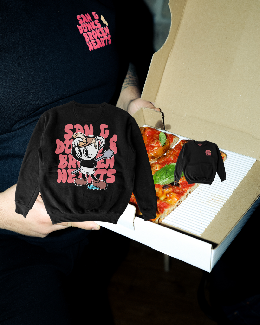 Broken hearts dunks SAN G DUNKS & BROKEN HEARTS “ - Black Crewneck – GION main image 4